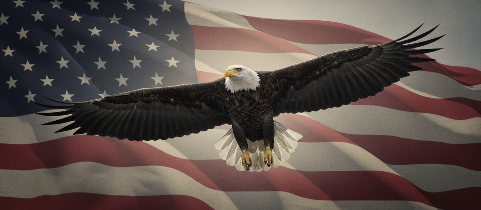 Majestic Bald Eagle Against the American Flag
