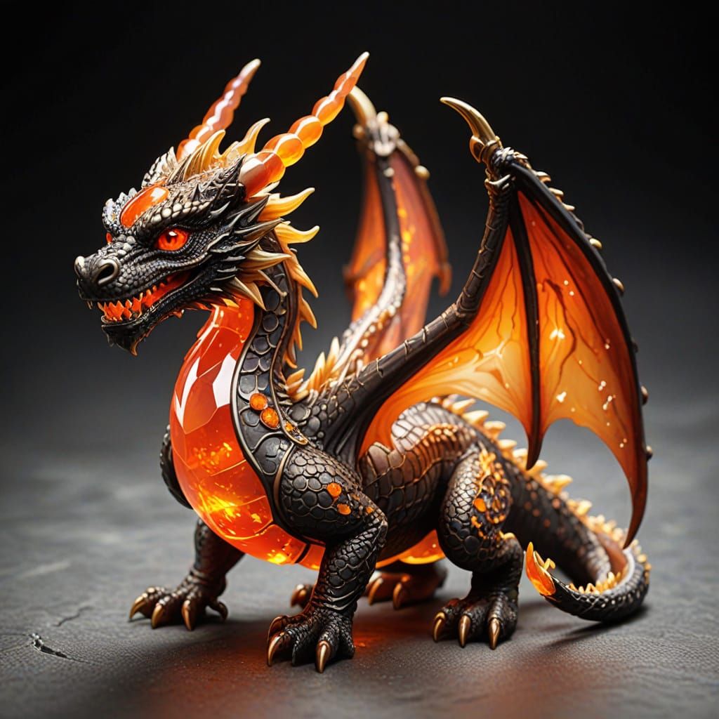 Fire Opal Dragon Gemstone Art