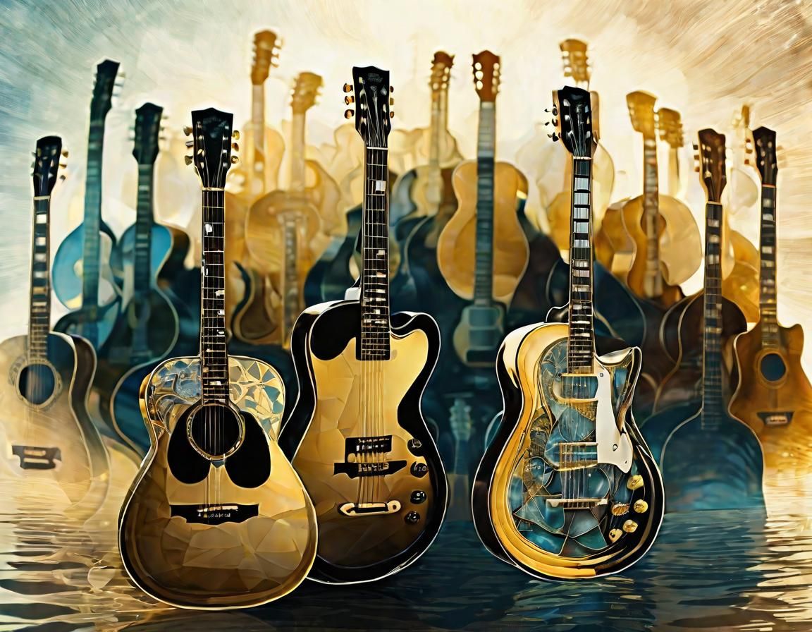 Surreal Guitar Decanter Collage Art Illustration