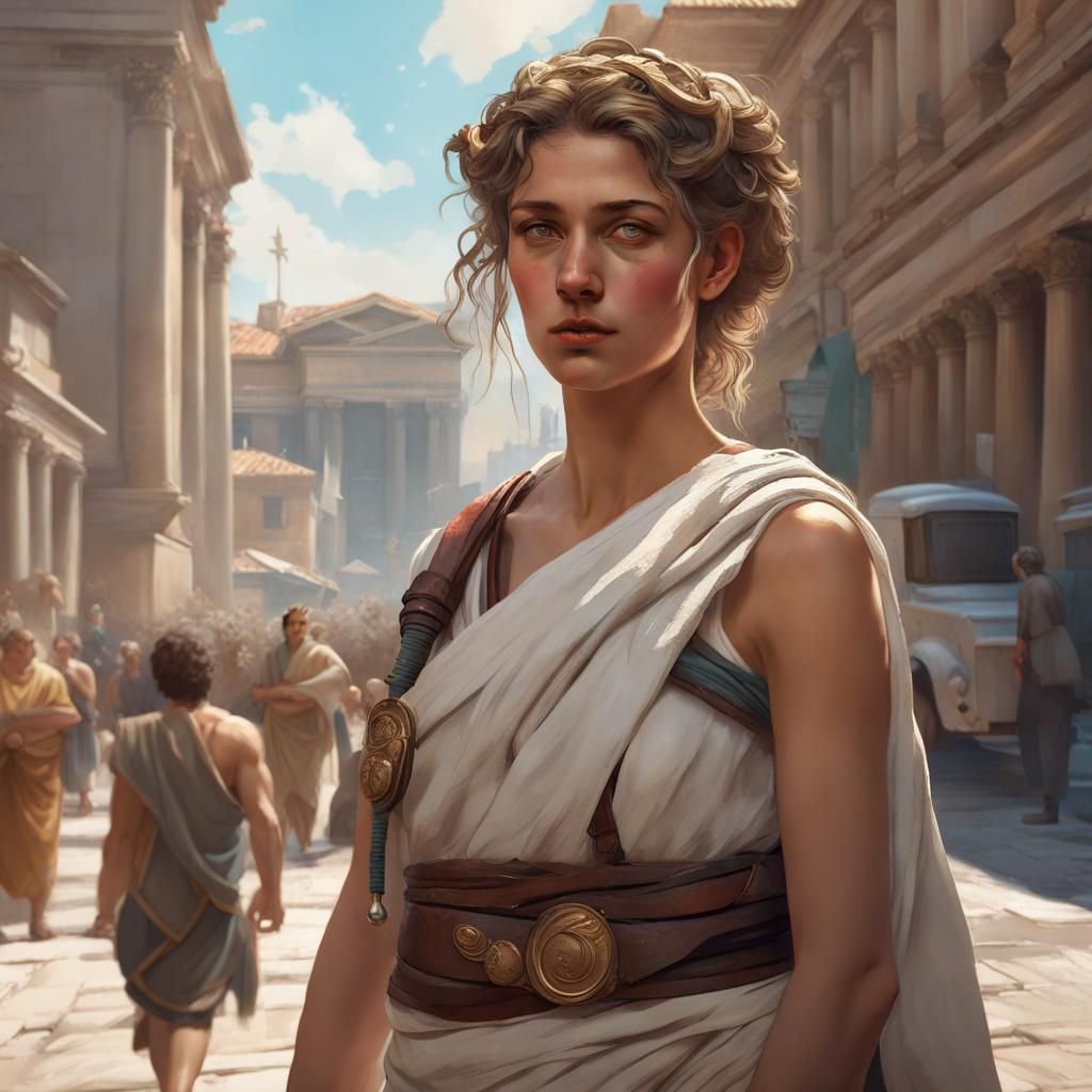 Ancient Roman Woman Doctor Portrait, Detailed Art