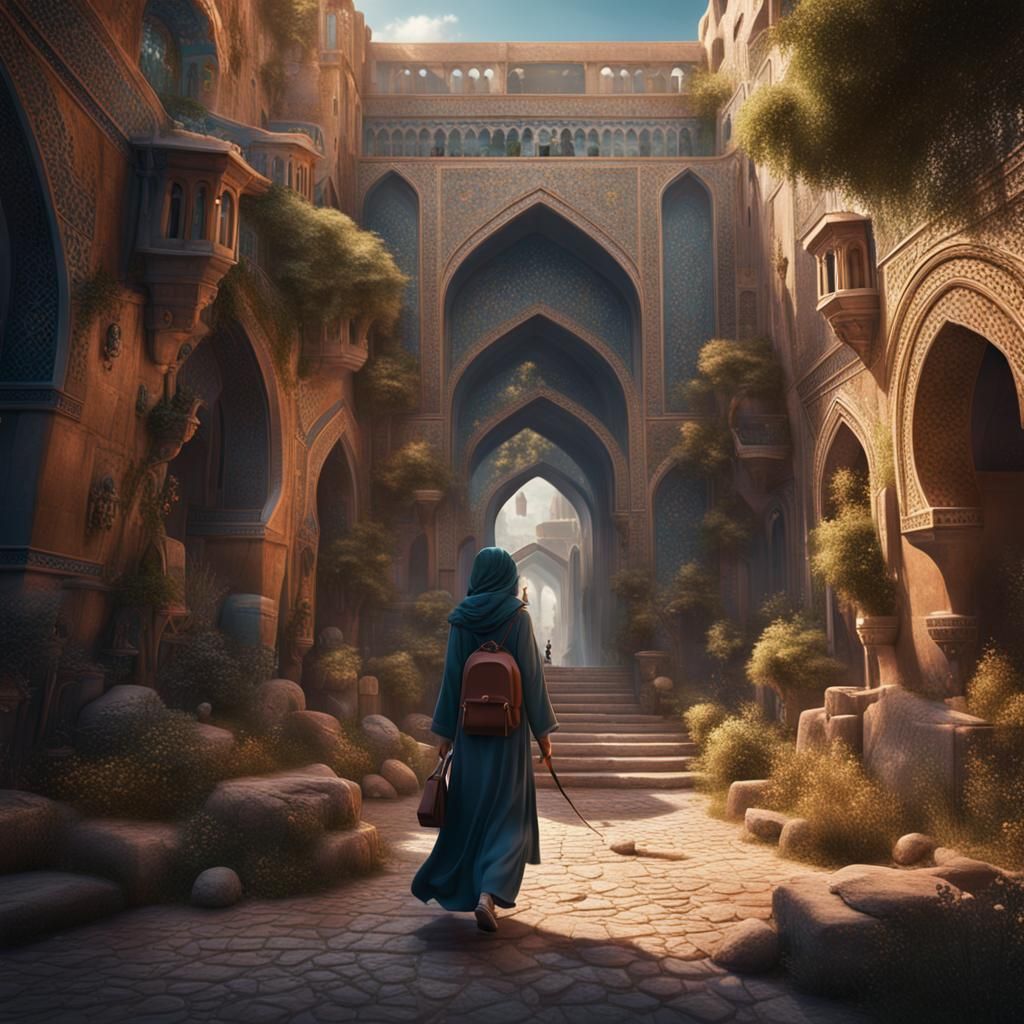 Young Arabic Woman on Her Way to University