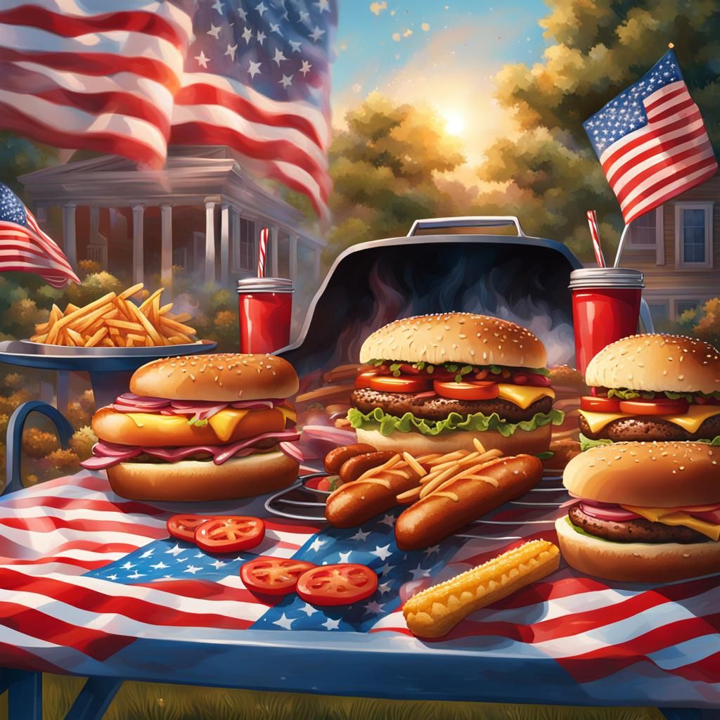 Memorial Day Cookout: Hyperrealistic American Scene