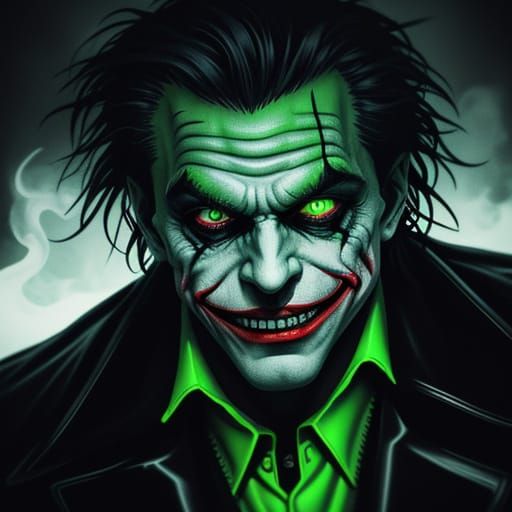 Joker's Lifeless Form in Neon Green-White Smoke