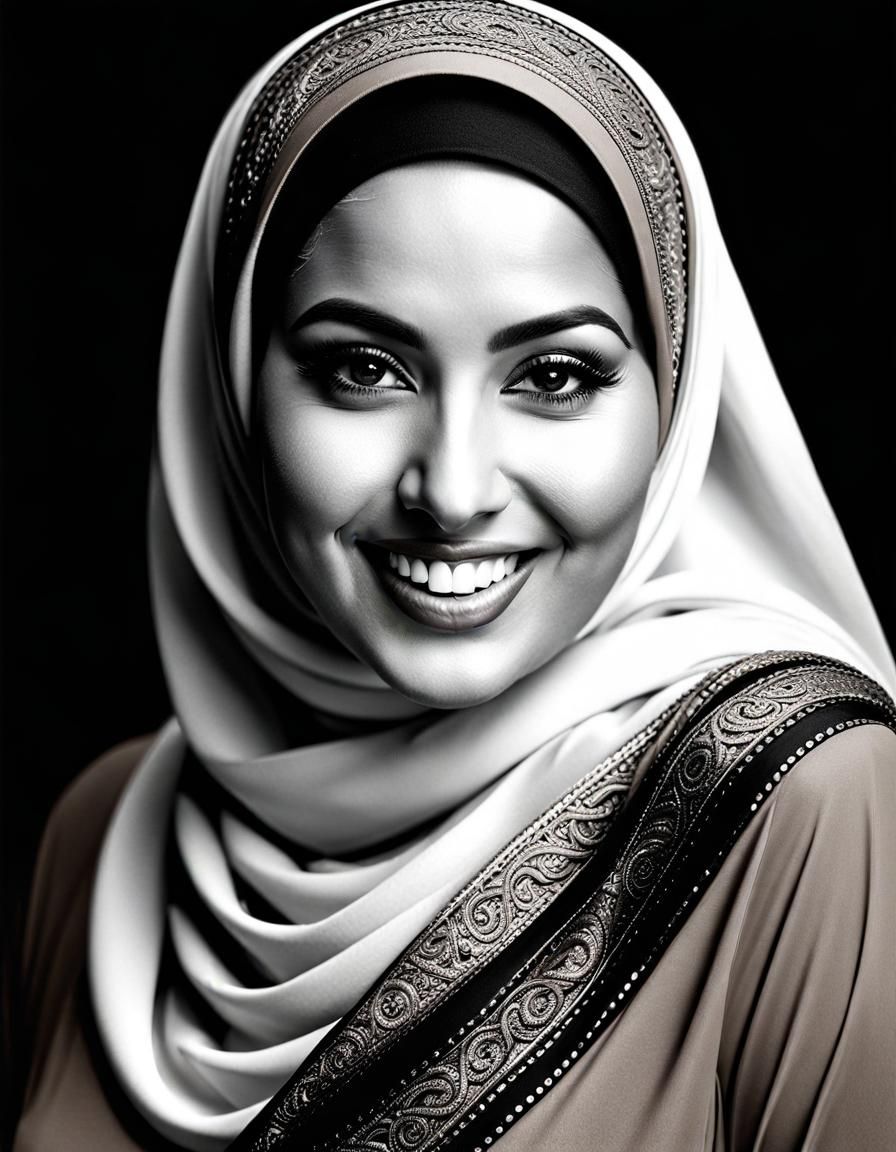 Elegant Middle Eastern Woman in Beige Hijab