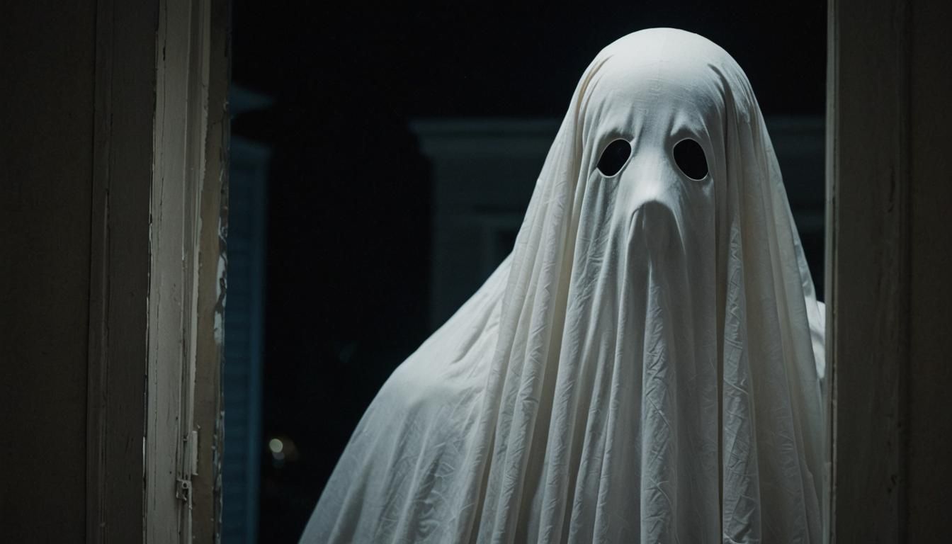 Ethereal Ghost Peering into Bedroom Window