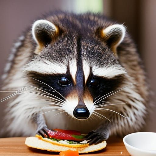 Cute Raccoon Makes a Sandwich: Detailed Film Photo