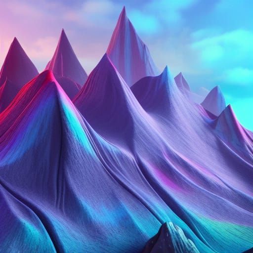 Tie Dye Mountains in Detailed Digital Painting