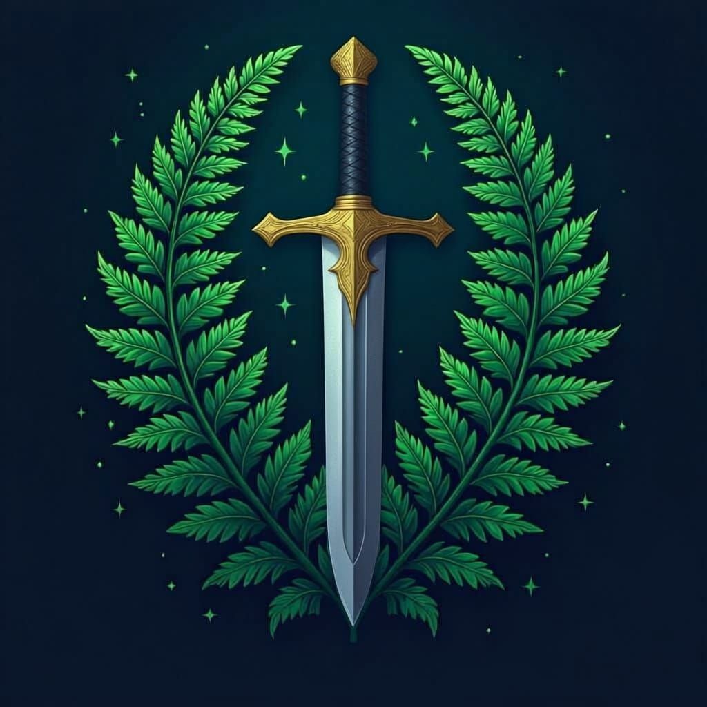 Fern and Excalibur Sword Logo Design