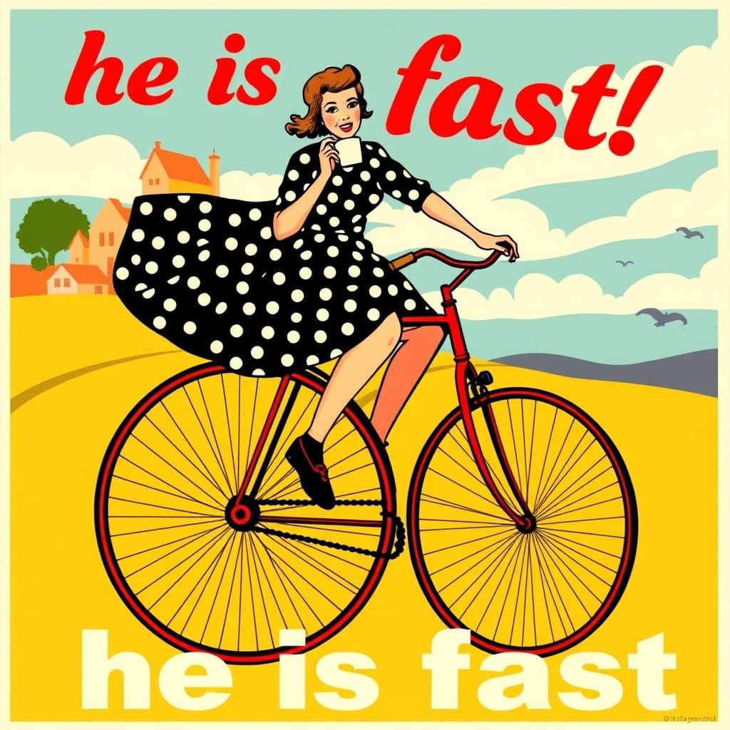 Retro Penny-Farthing Bicycle Travel Poster