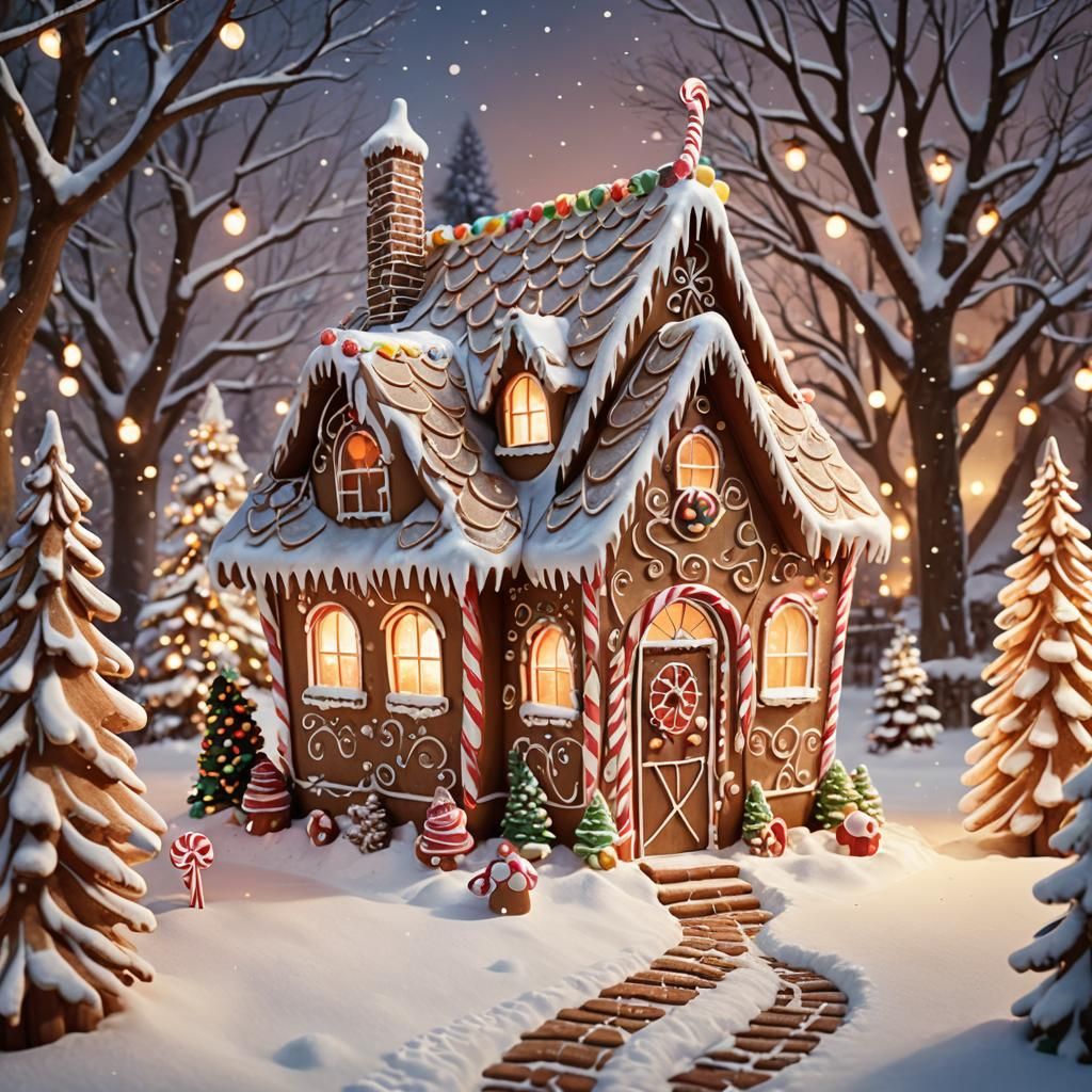 Gingerbread House in Winter Wonderland