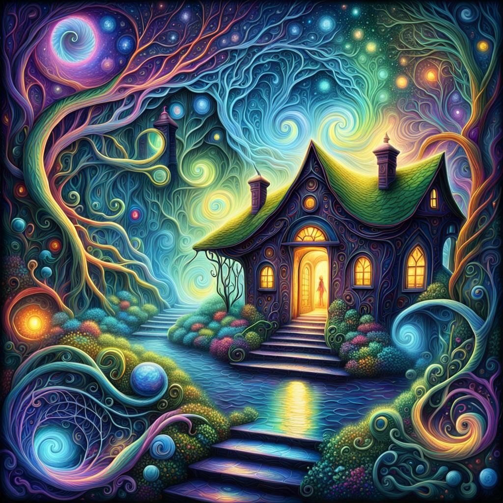 Old House in Astral Forest: a Cosmic Illustration