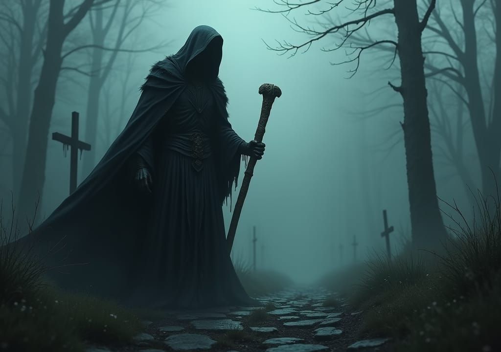 Grim Reaper in Cemetery: Dark Fantasy Comic Book
