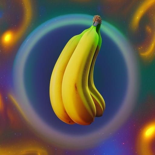 Cosmic Banana Holographic Illustration in Mixed Media