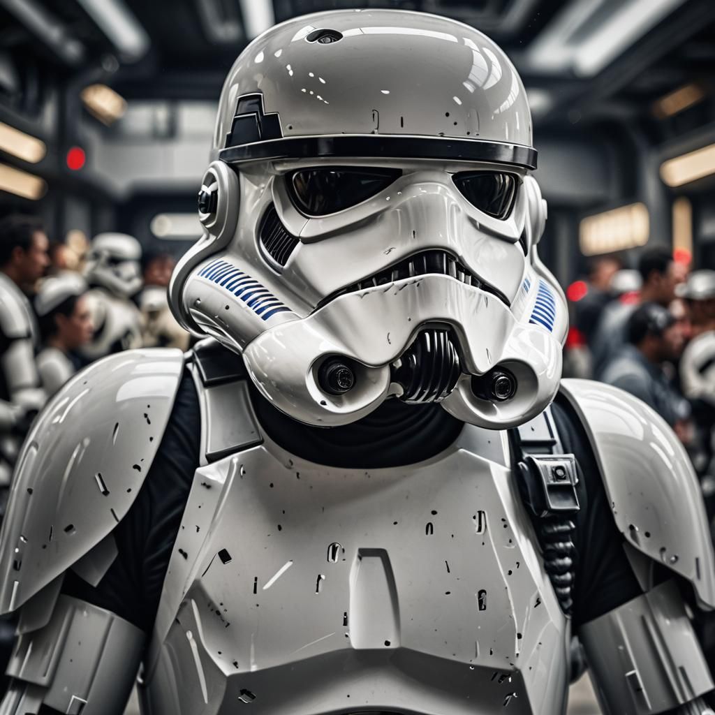 Hyperrealistic Stormtrooper Starwars in Sharp Focus