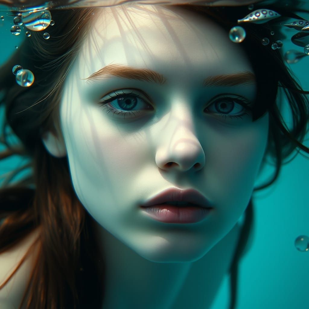 Ethereal Underwater Portrait in Figurative Style