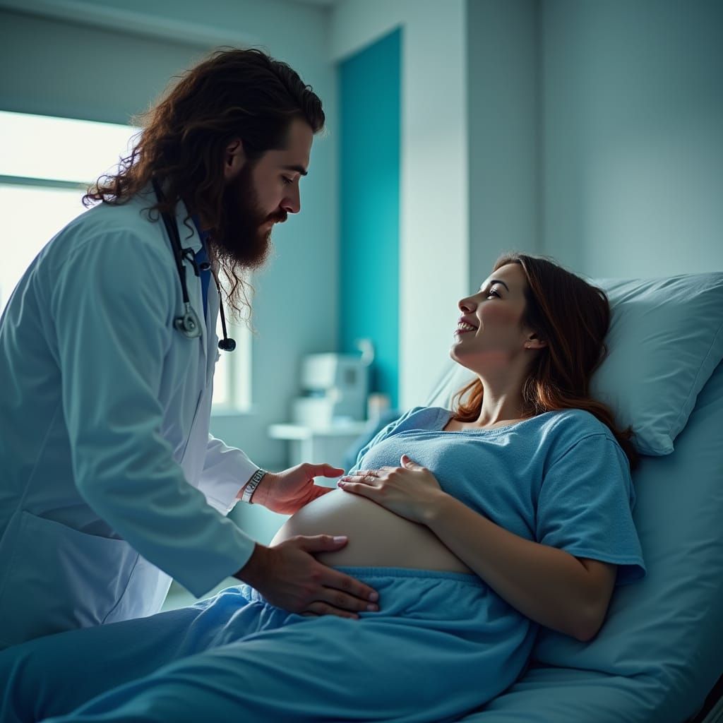 Hopeful Pregnancy Examined in Photorealistic Hospital Scene