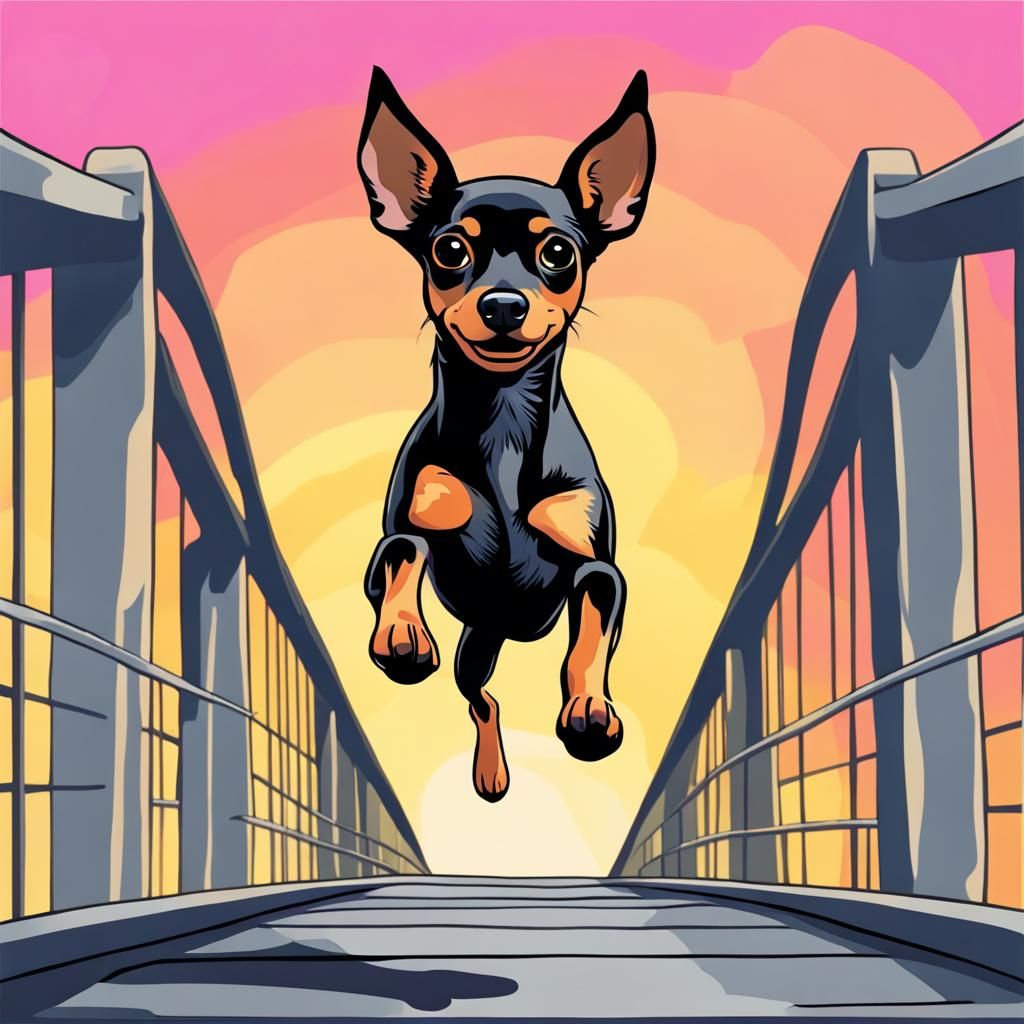 Miniature Pinscher Runs Rainbow Bridge with Parrot