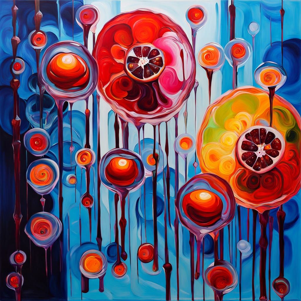 Oil Painting of Glowing Jelly Sculpture in Mirror