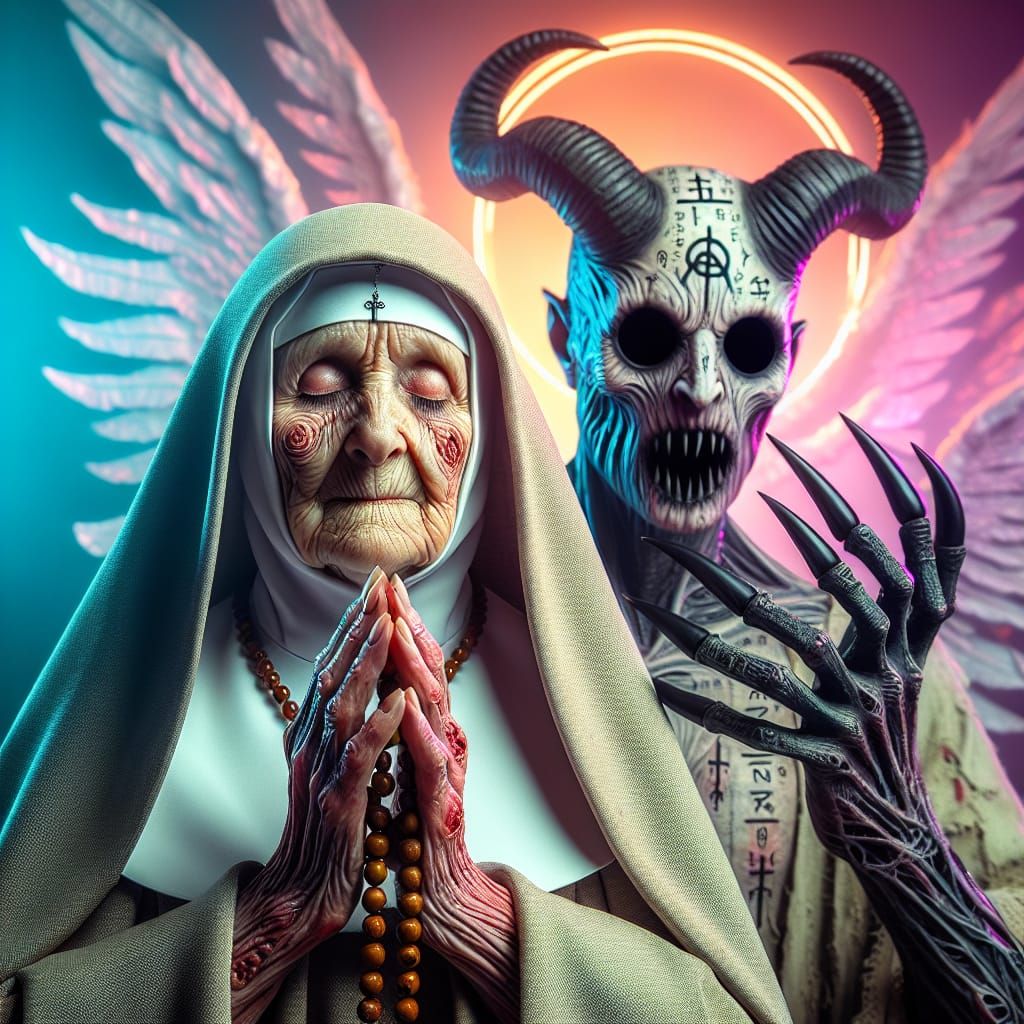 Nun's Prayer Interrupted by Demon in Horrorcore Style