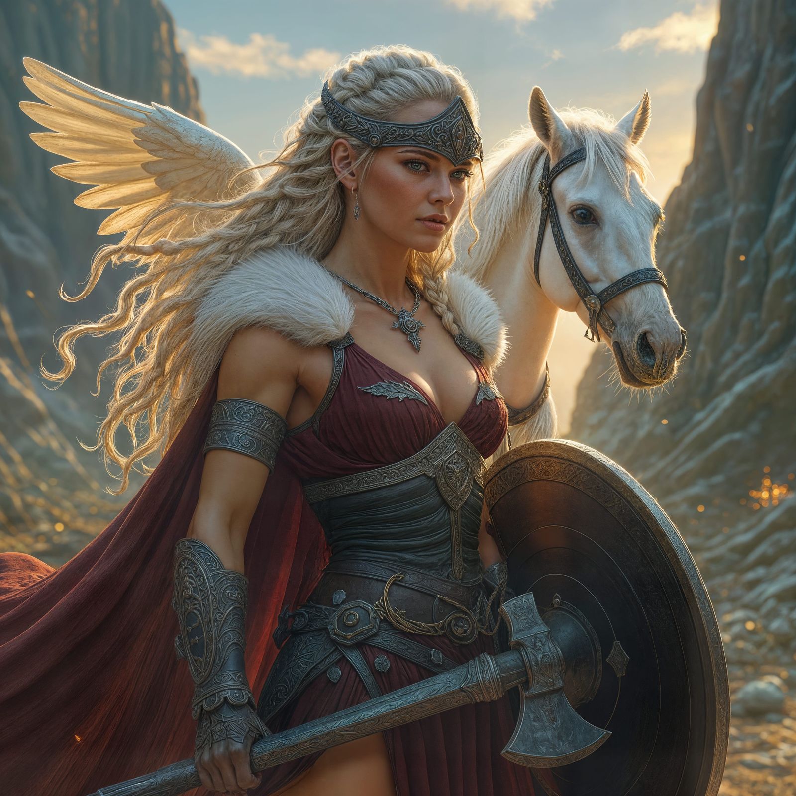 Valkyrie Warrior on Battlefield as Fantasy Art