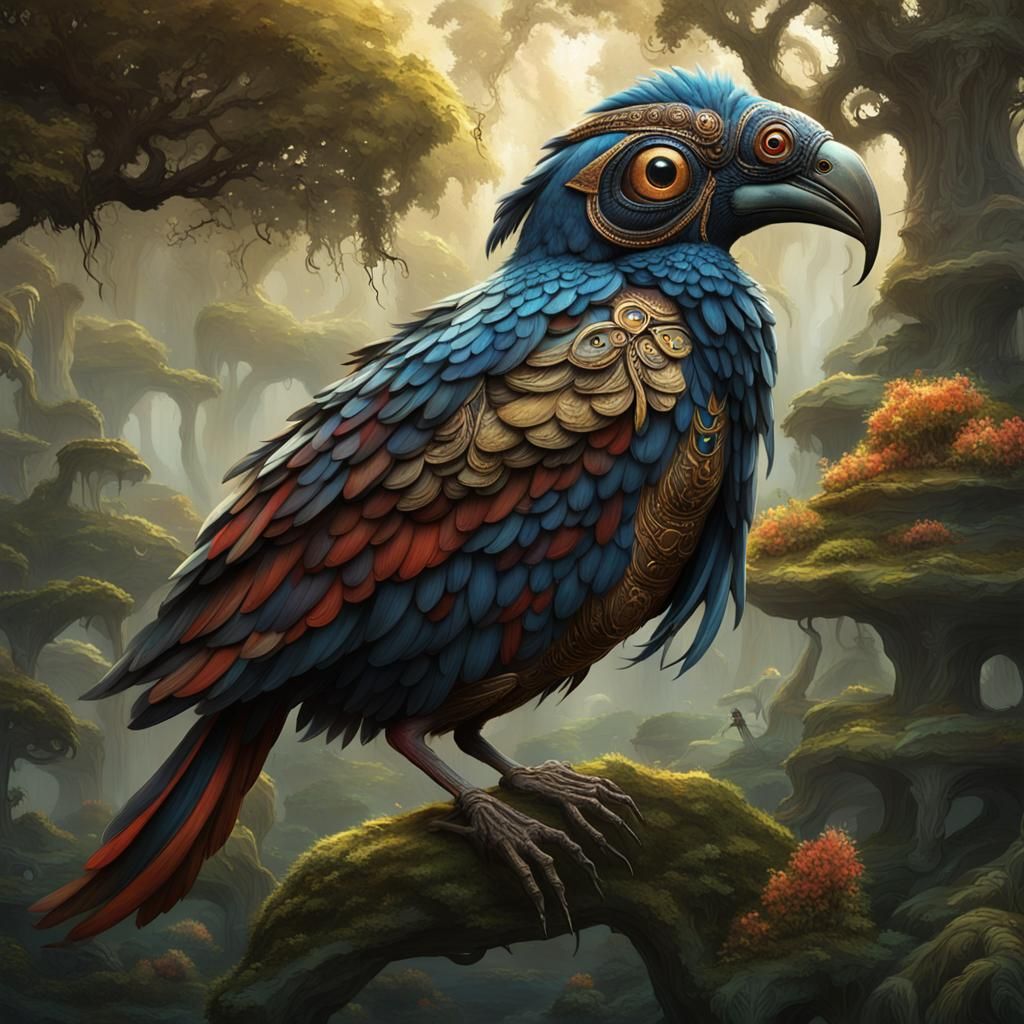 Bengali Byangoma Bird: Dark Fantasy Concept Art