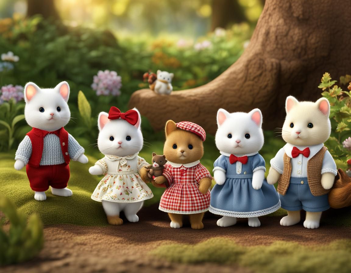 Whimsical Sylvanian Families Diorama in Detailed Matte Style
