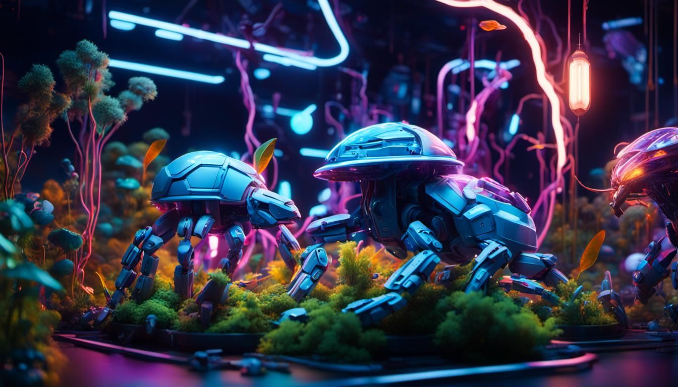 Bioluminescent Synthetic Lifeforms on Artificial Planet
