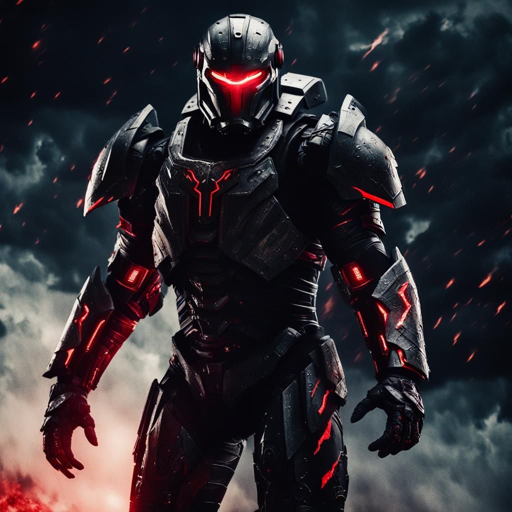 Evil God in Black Power Armor with Lightning