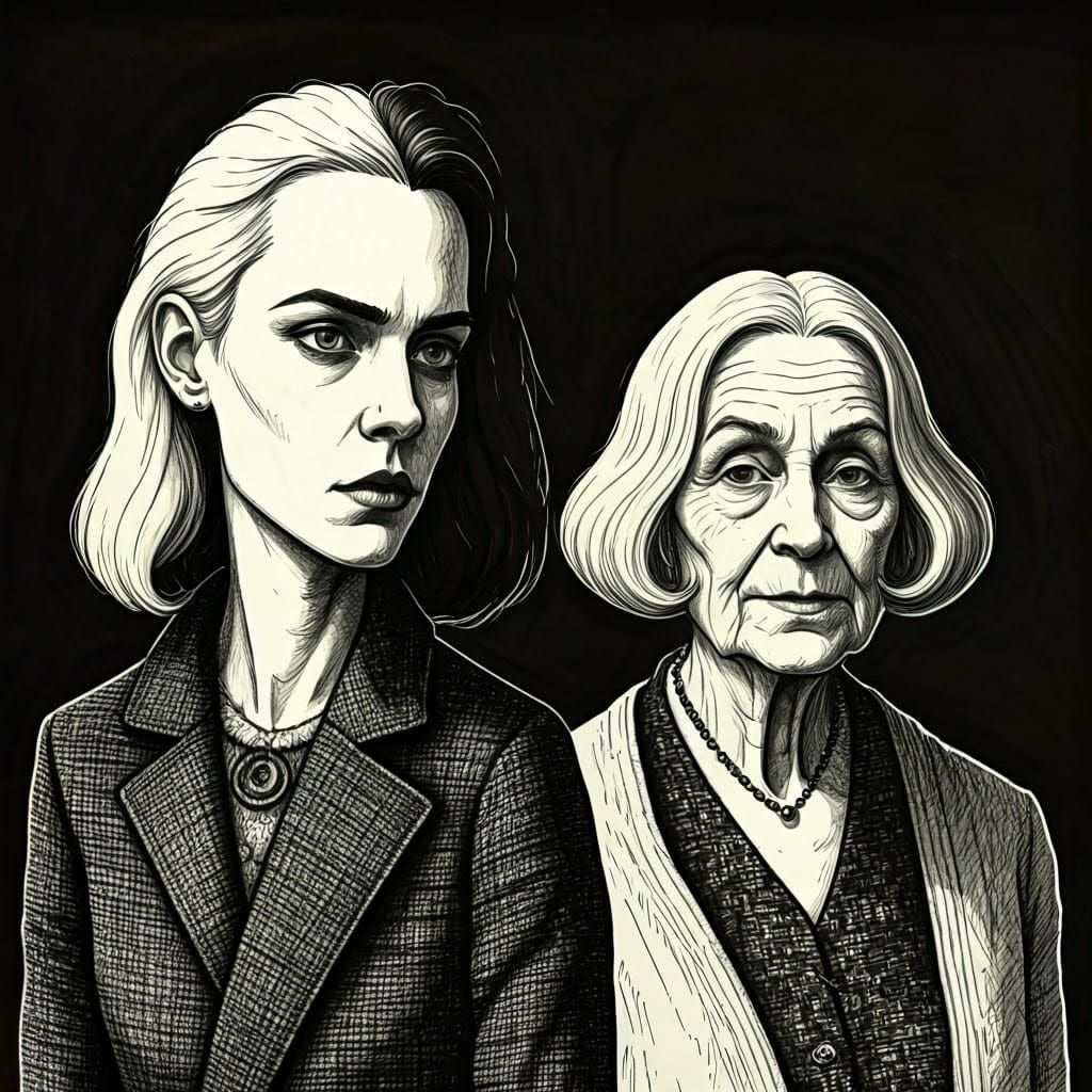 Ink Drawing of Four Figures