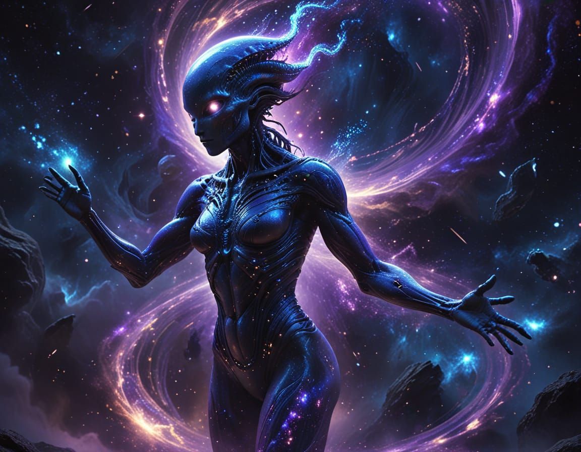 Mysterious Being Emerges from Cosmic Vortex - Ethereal Digit...