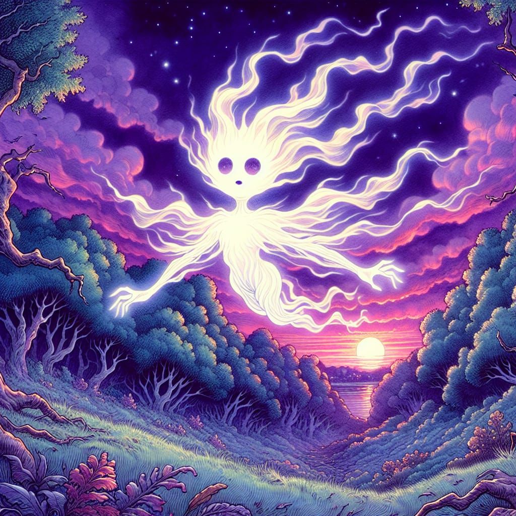 Enchanted Will-o-the-wisp Dances Through Lush Forest