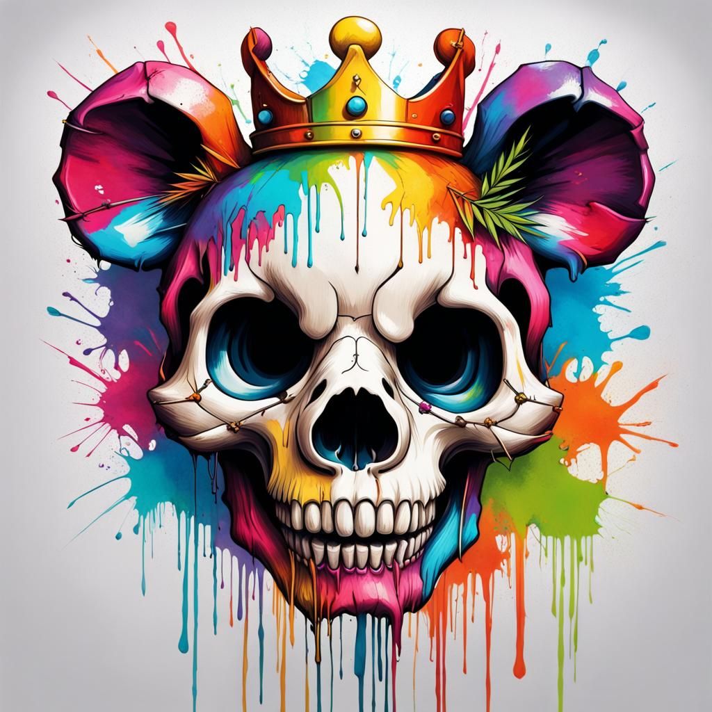 colorful queen panda skull
