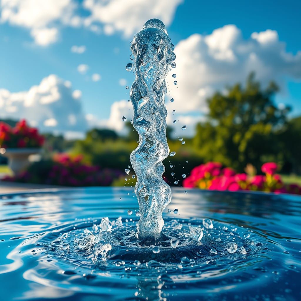 Majestic Fountain: Psychedelic Futuristic Garden