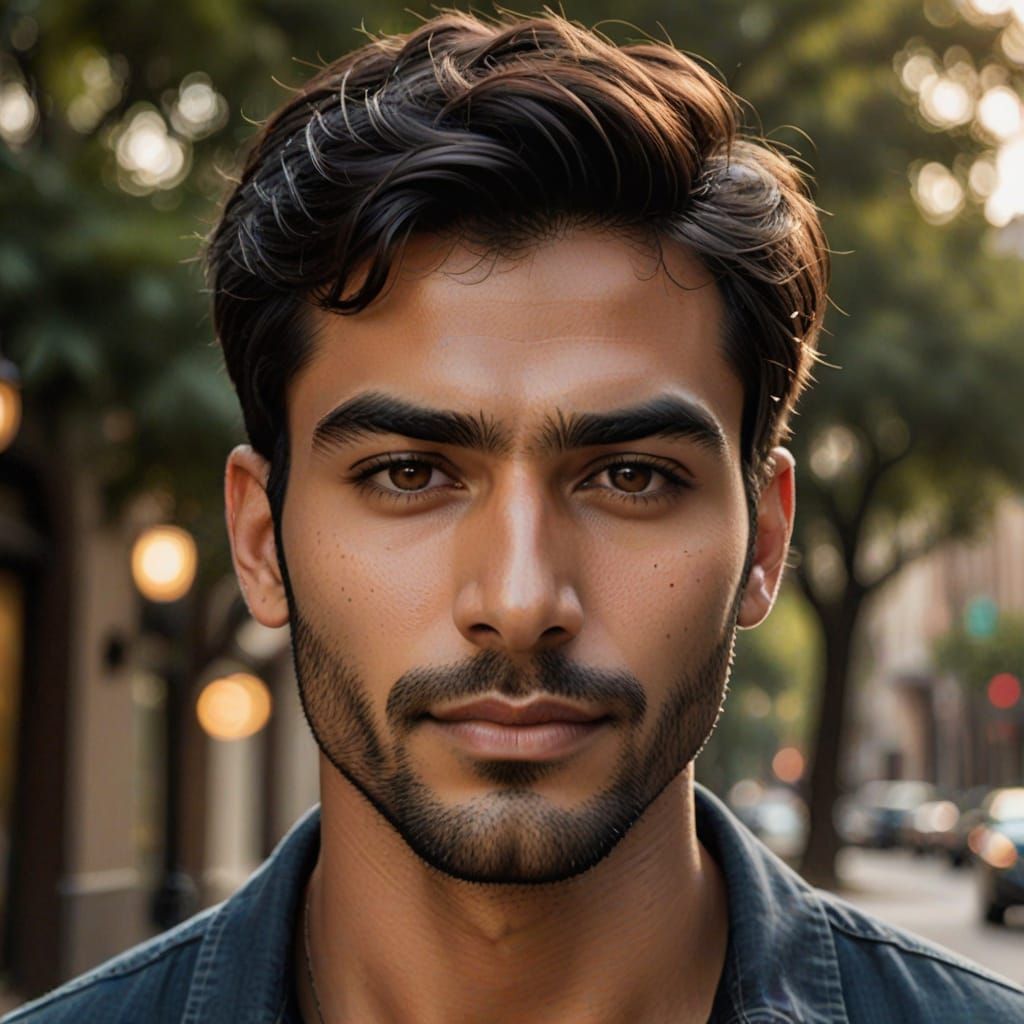 Hyper-Realistic Portrait of a Striking Young Man