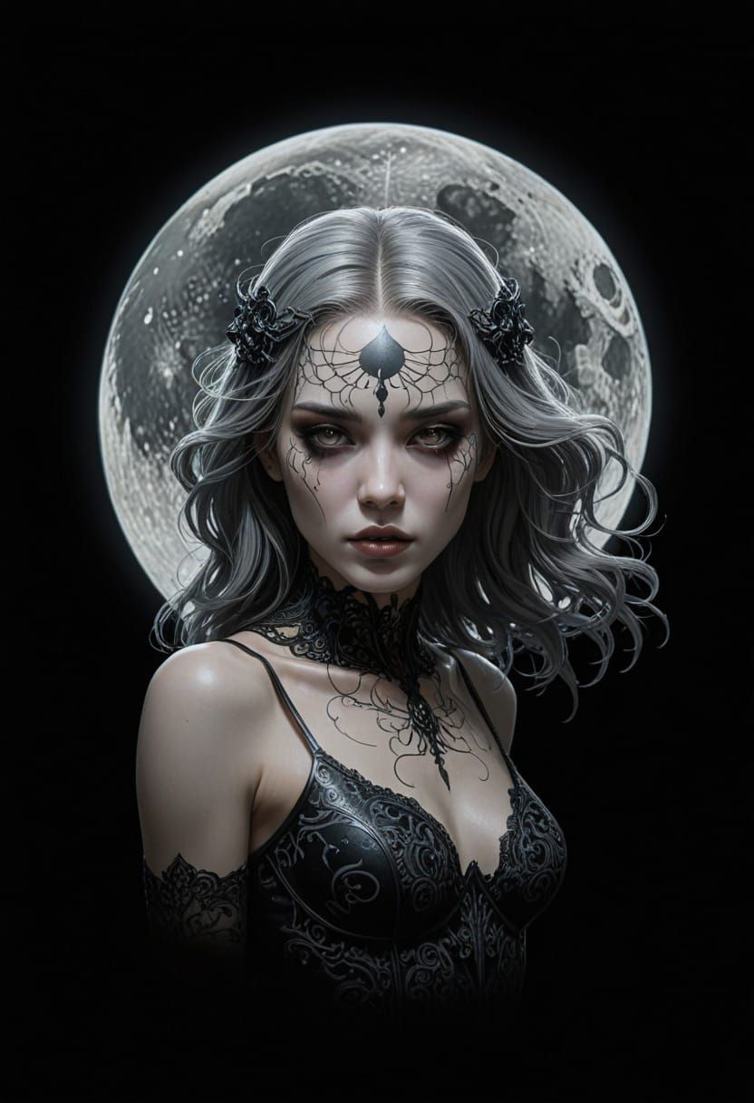 Hyperrealistic Gothic Woman in Ethereal Glow