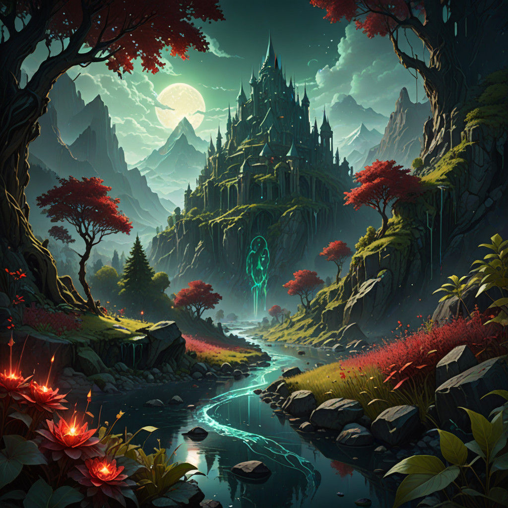 Ruby Jewel Mountains Shine with Emerald Forests and Diamond....