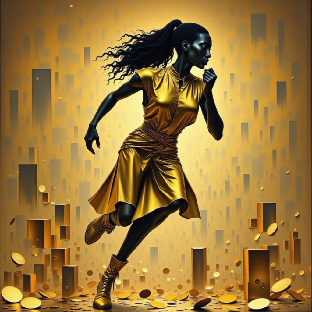 Golden Athlete Races for Victory