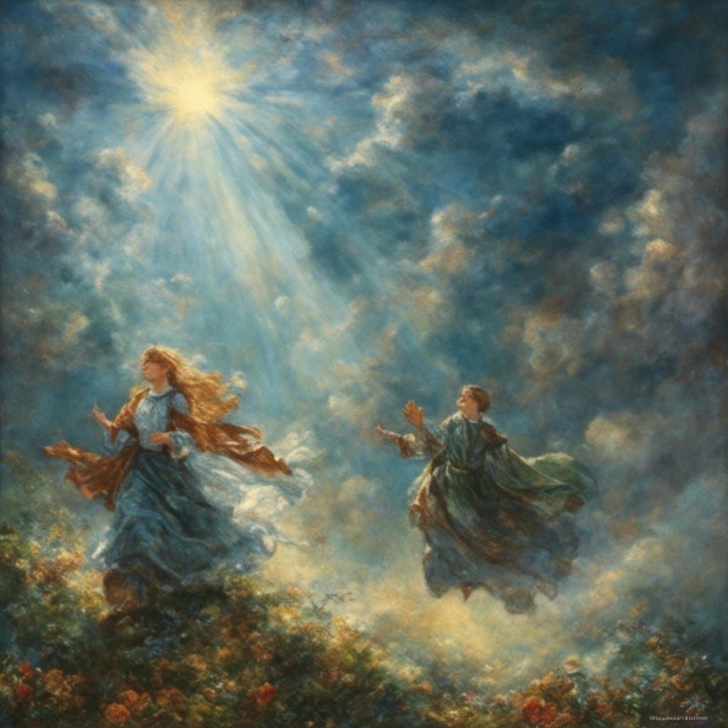 Heavenly Sunshine Beams in Acrylic Painting