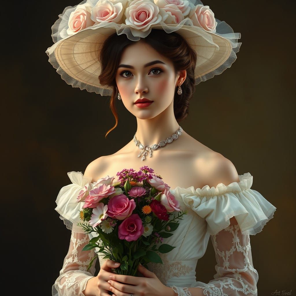Elegant Victorian Lady in Photorealistic Portrait