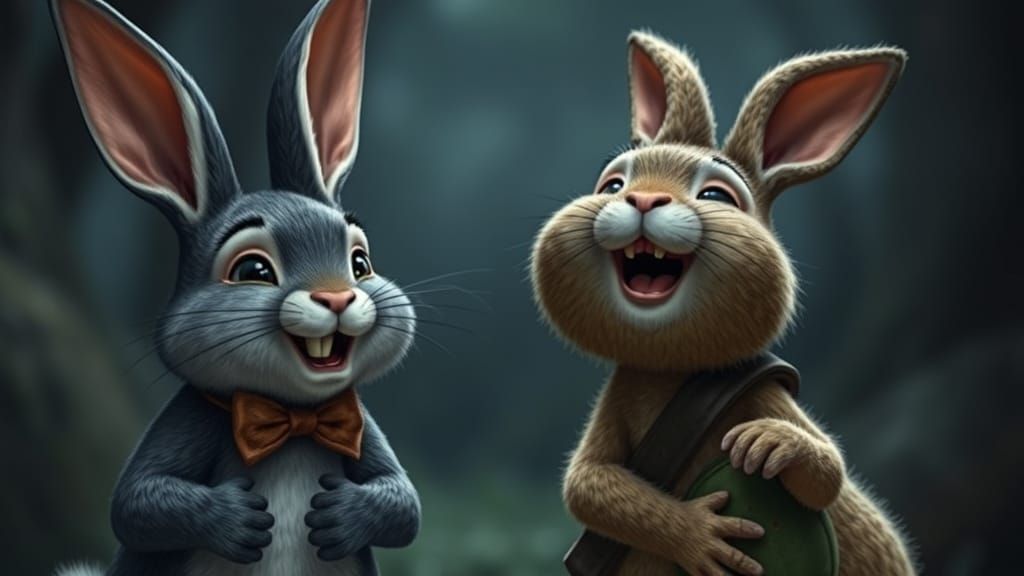 Laughing Donnie Darko Rabbit in Ghibli Style