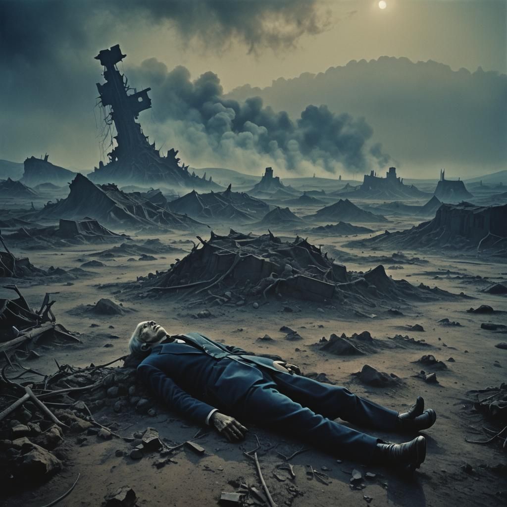 Dying Man in Post-Apocalyptic Surrealism