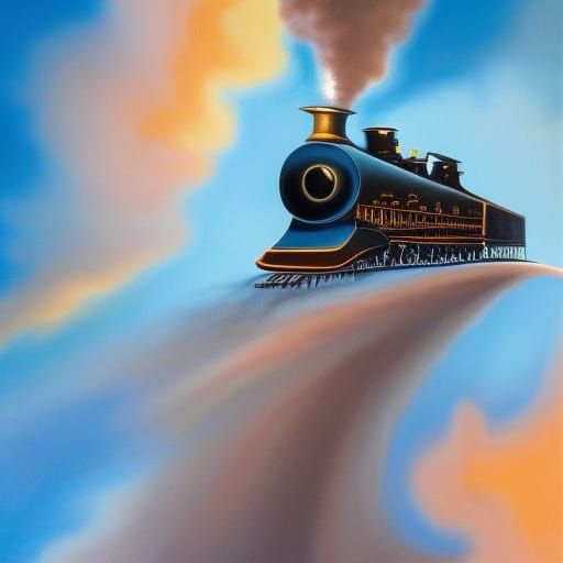 Steampunk Train Flies Through Surreal Cityscape