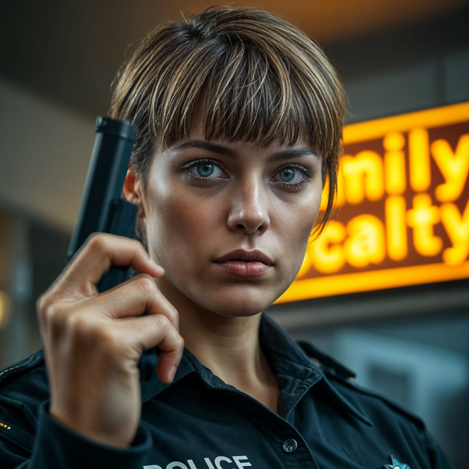 Female Police Portrait in GTA V Style