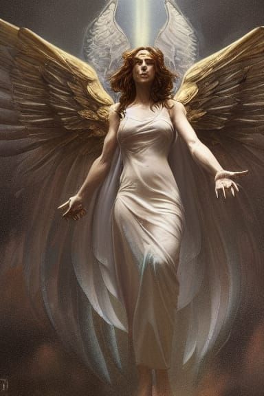 Archangel Michael Defeats Satan: Hyperdetailed Concept Art