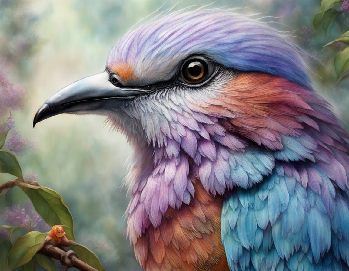 Lilac-breasted Roller Bird in Ethereal Mist