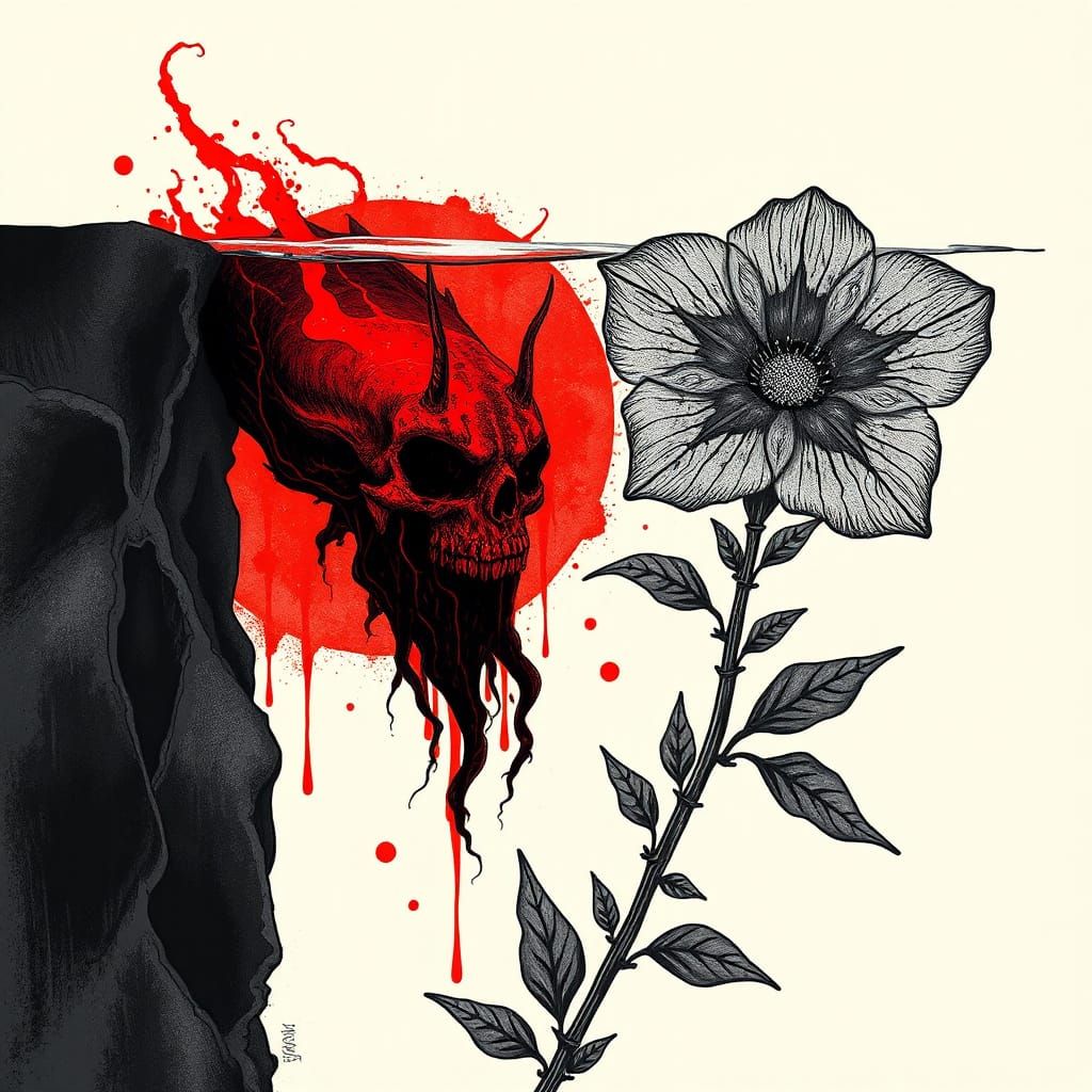 Abstract Dread Entity in Abyssal Trench Illustration