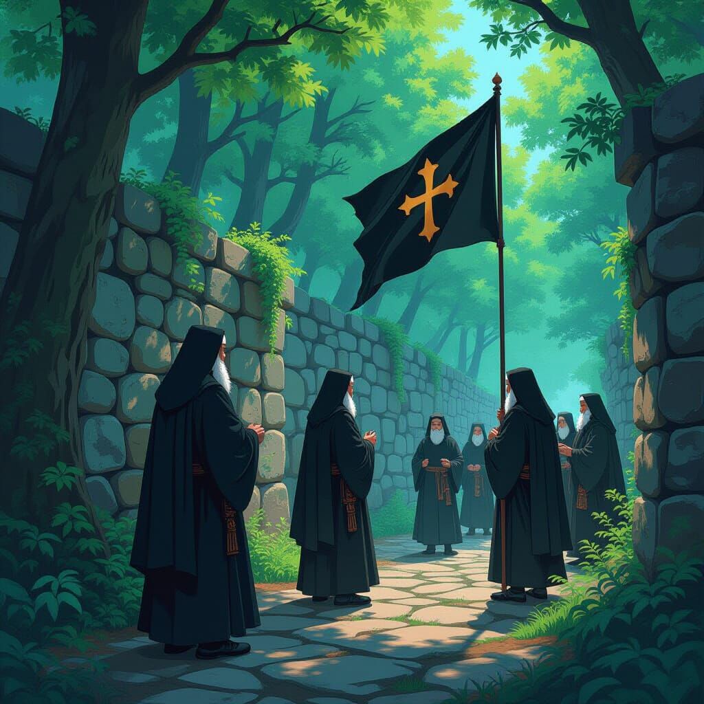 Orthodox Monastery in Woodland Camo Black Flag Animation