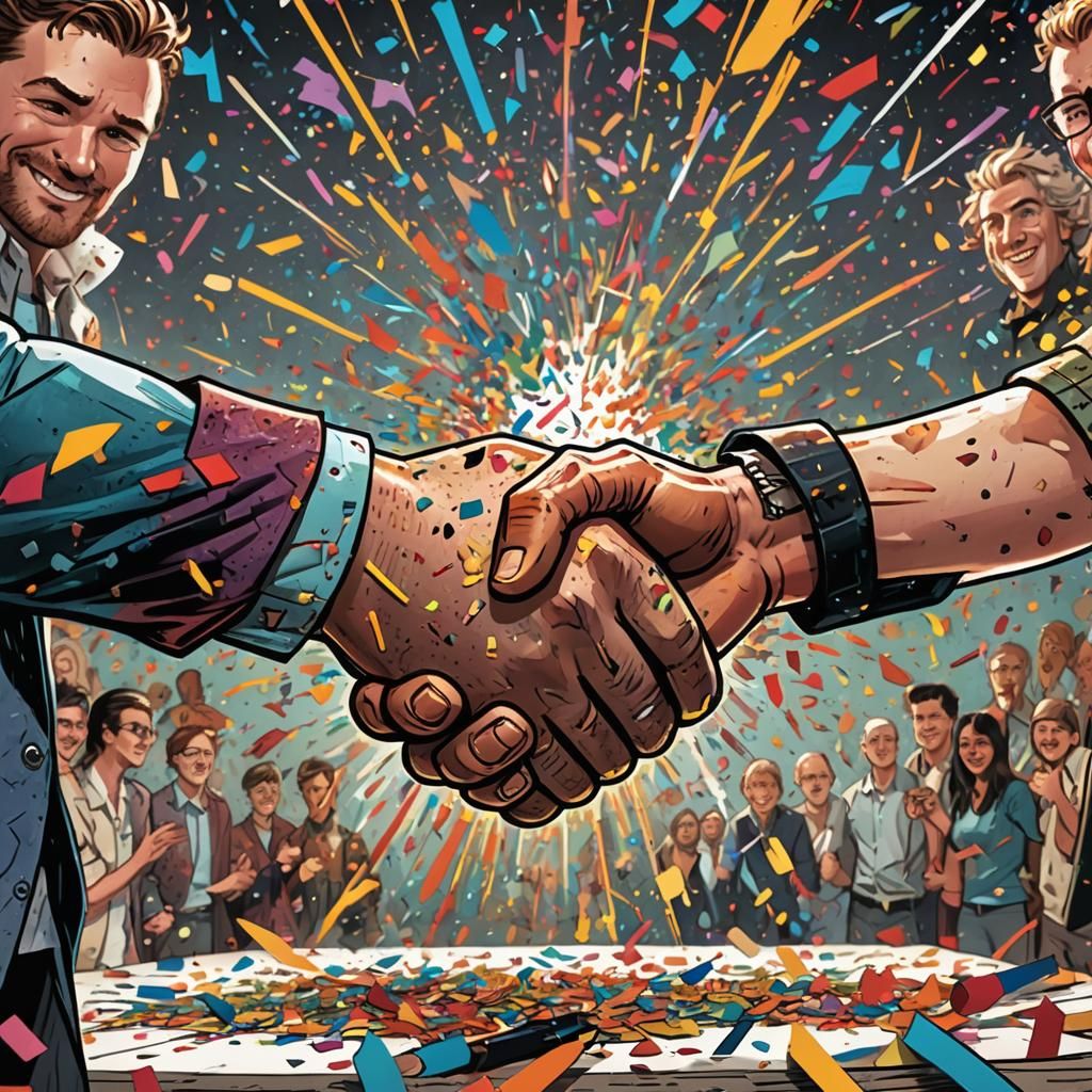 Comic Artists Tie, Shake Hands in Celebration