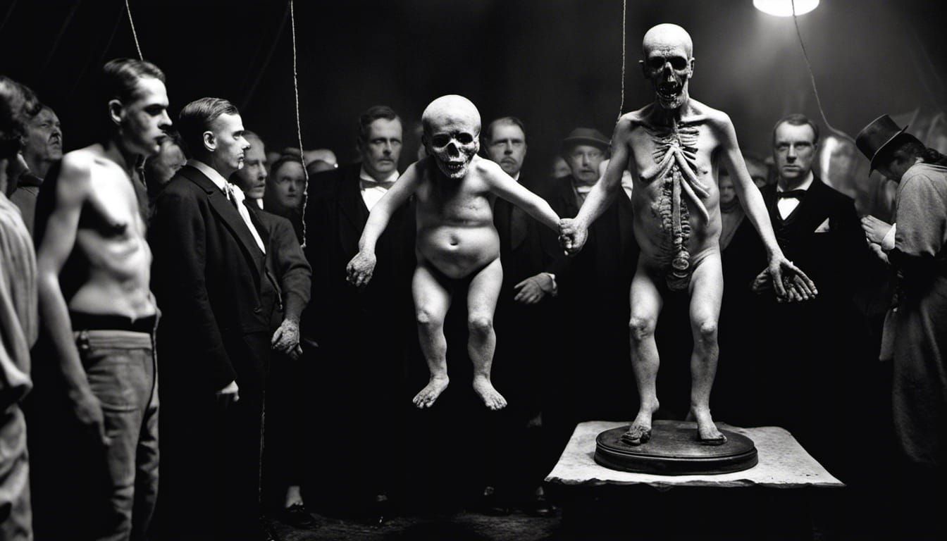 Disturbing Freak Show Trophy in Black and White