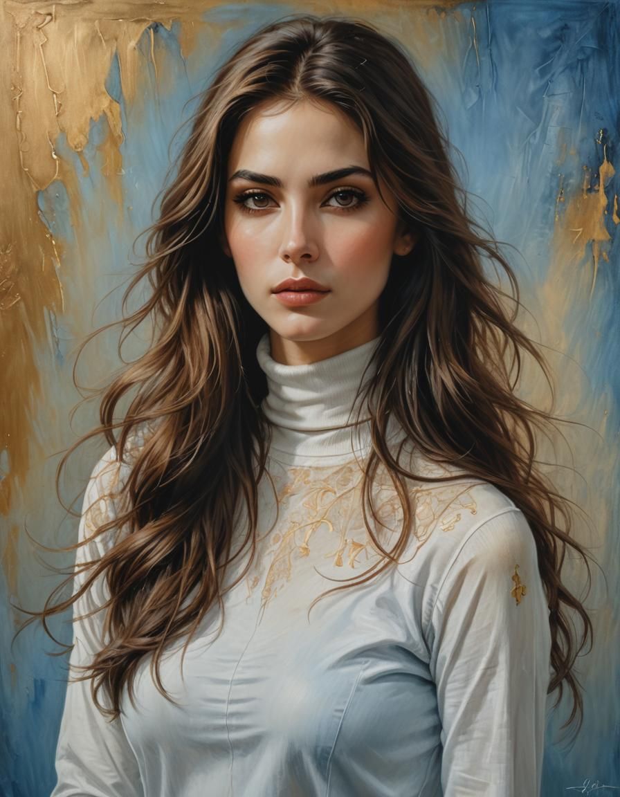 Lebanese Woman in Romantic Oil Painting Style